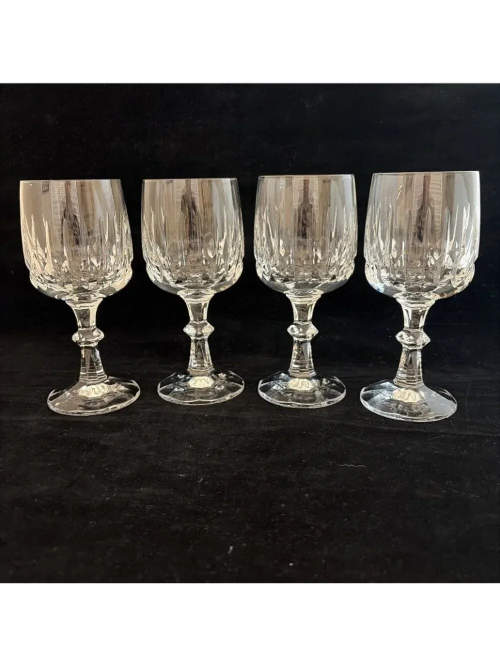 Nachtmann Germany Cut Crystal Wine Goblets Set of 4 6.25